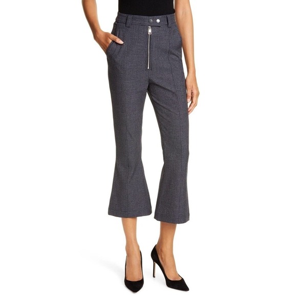 A.L.C. Lucien Viscose Blend Plaid High Rise Crop Flare Pants Gray Women's 4 NWT